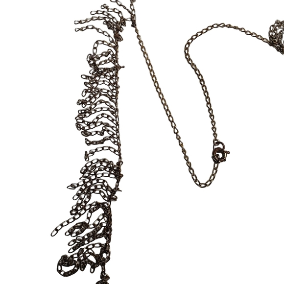 Gold Tone Silver Tone Chain Statement Necklace 20 Inch - Picture 4 of 10